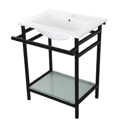 Kingston Brass 24" Rectangular Ceramic, Glass, Stainless Steel Console