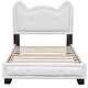 preview thumbnail 14 of 15, Twin Size PU Leather Upholstered Platform Bed with Carton Ears Shaped Headboard,2 Colors