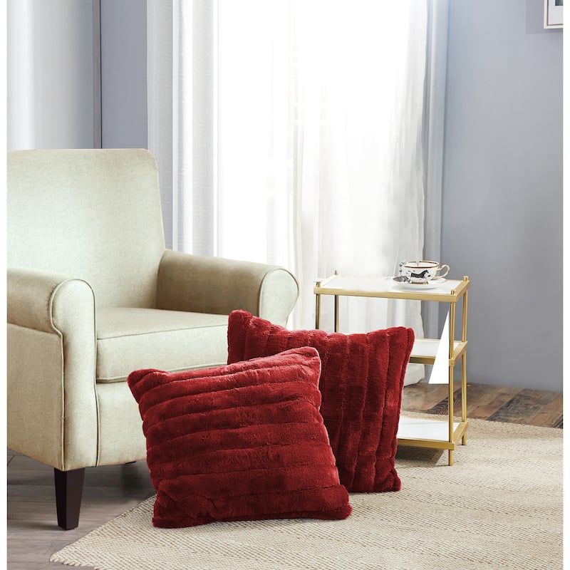 Serenta SuperMink Solid Color Throw Pillow Shell Cushion Cover Set - 26" x 26" - Jester Red - Set of 2