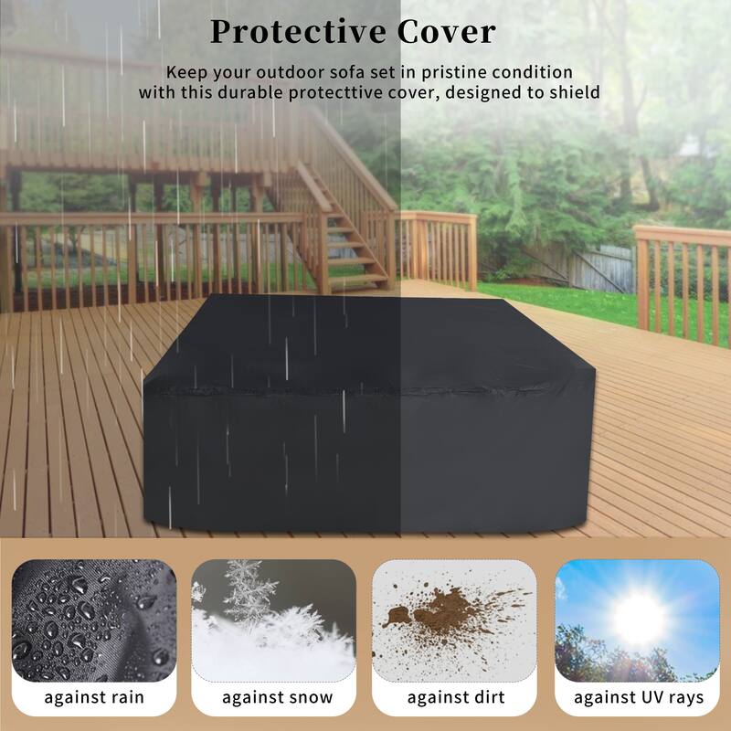 7 Piece Large Size Outdoor Wicker Conversation Set, Free Combination, All Weather PE Rattan Sectional Sofa with 2 Coffee Table