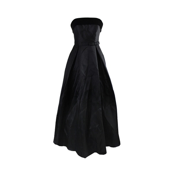 black strapless ball gown