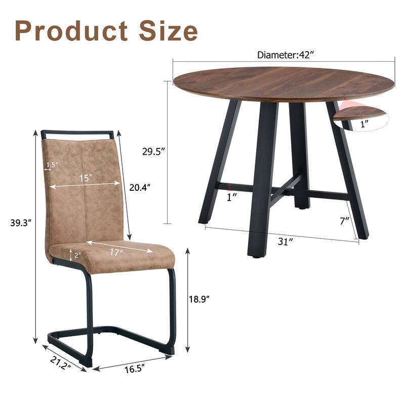7-Piece Dining Table Set, 42" Minimalist Kitchen Round Table with 6 Armless Chairs, Wood Table & Chairs Set for Dining Room