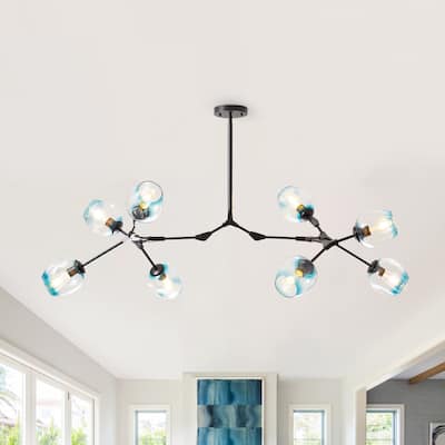 Belladepot Modern Full-angle Adjustable Chandelier with Gradient Blue Glass Shade