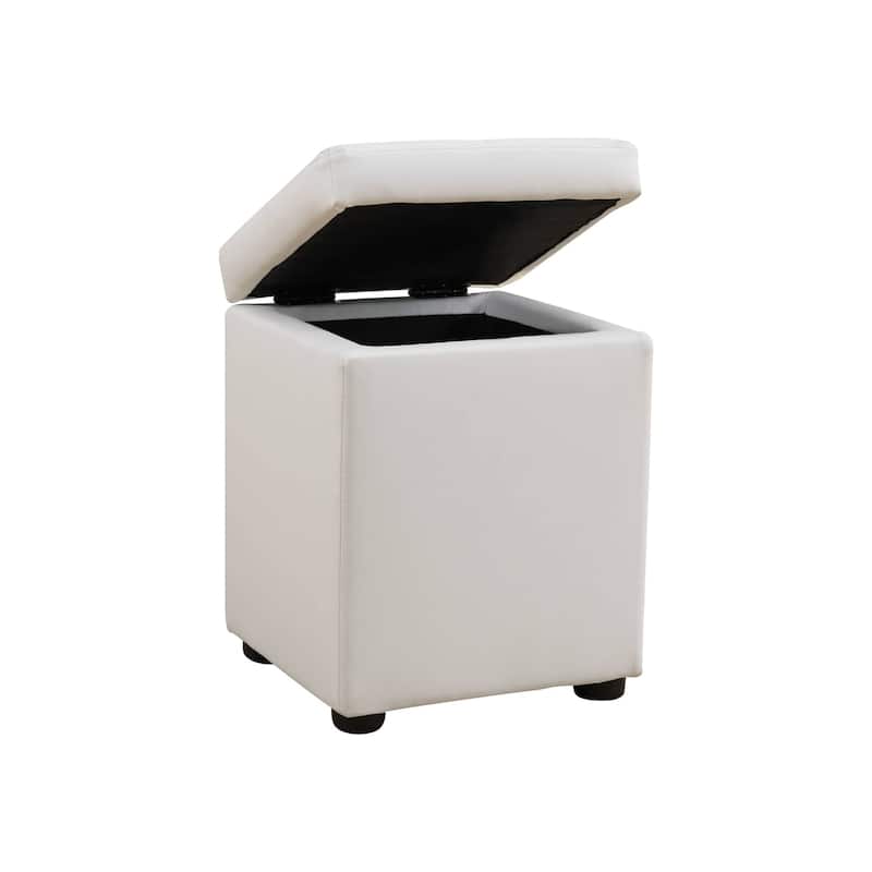 Pure White Cat-Scratch Leather Living room Square High Stool