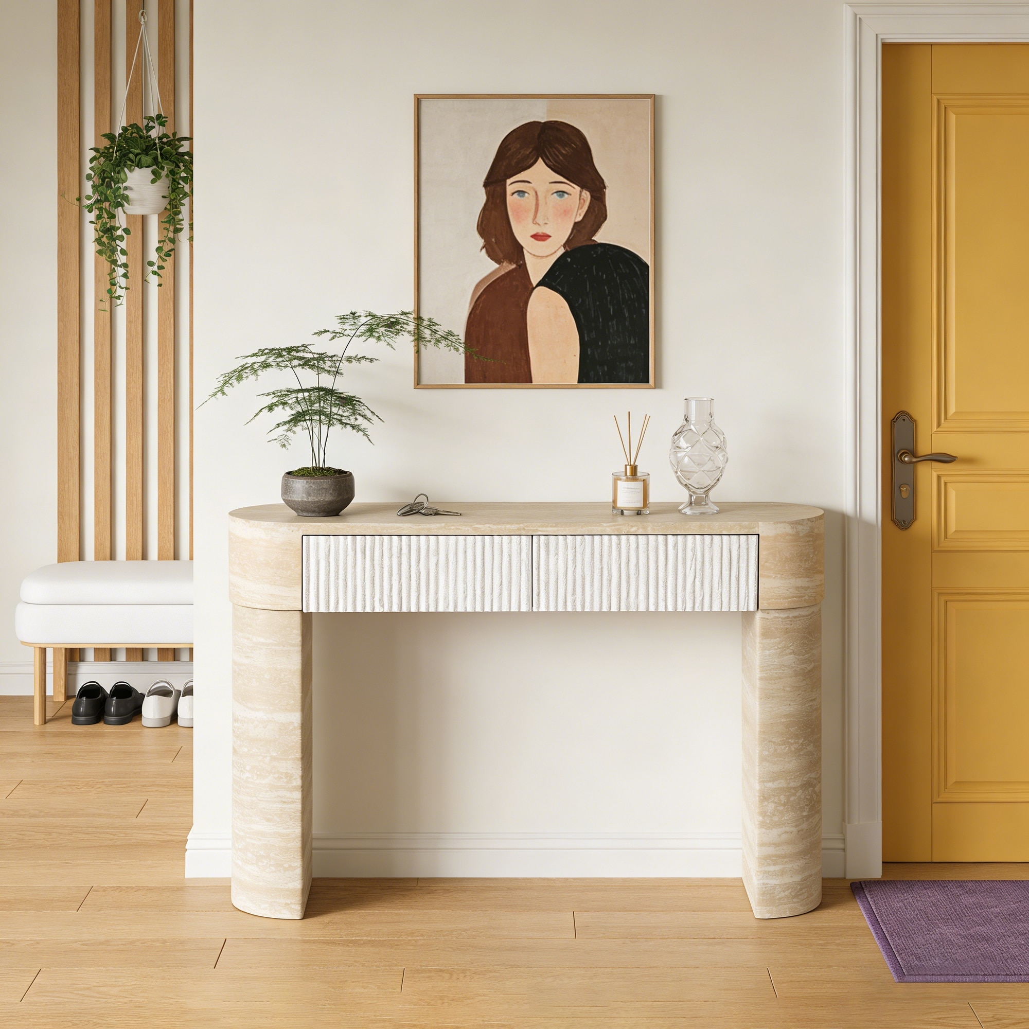 Entryway Table,Two Hidden Handle Drawers,Console Table,Easy Assembly