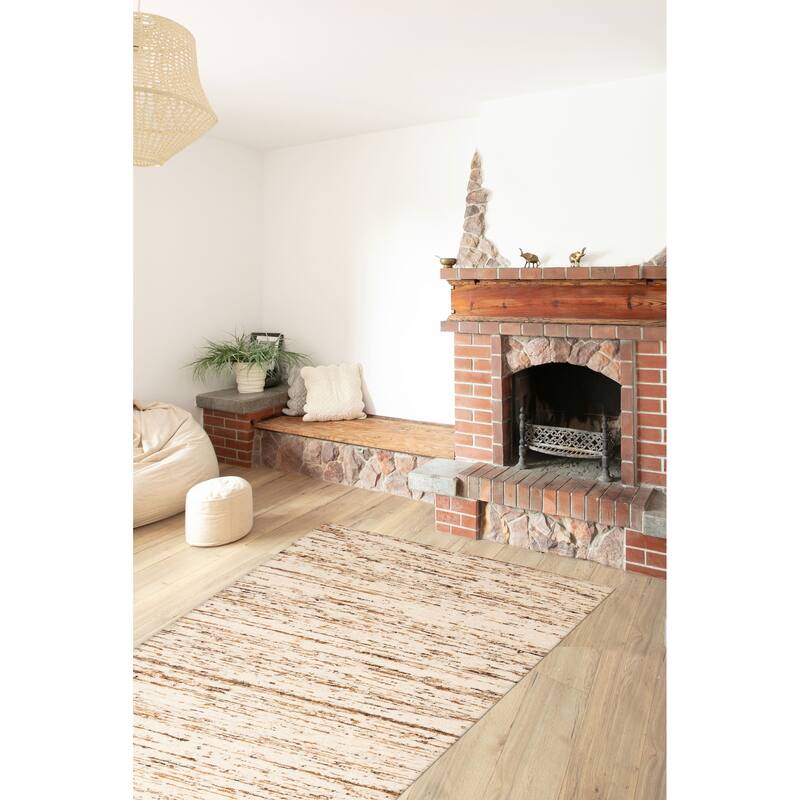 ECARPETGALLERY Braid weave Sienna Cream Wool Rug - 5'2 x 7'0