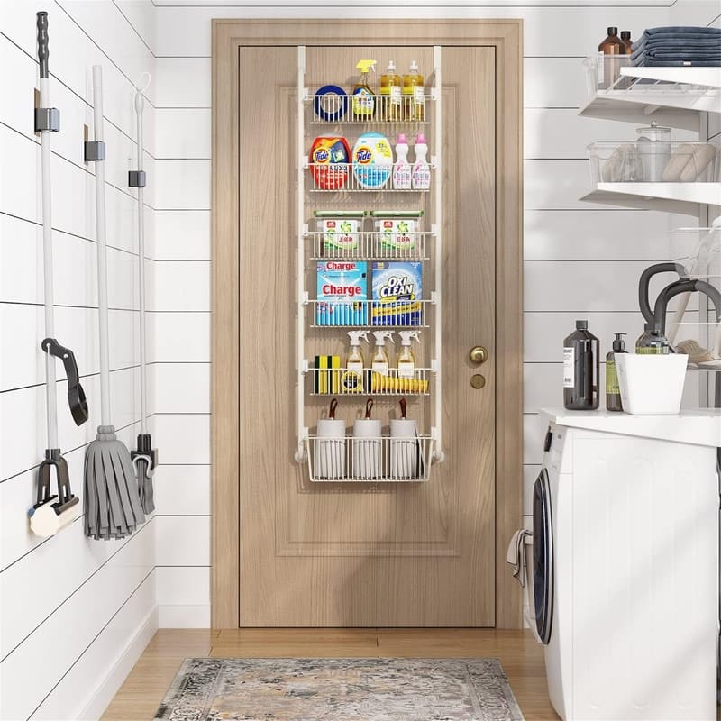 4 Baskets Over the Door Pantry Organizer Rack