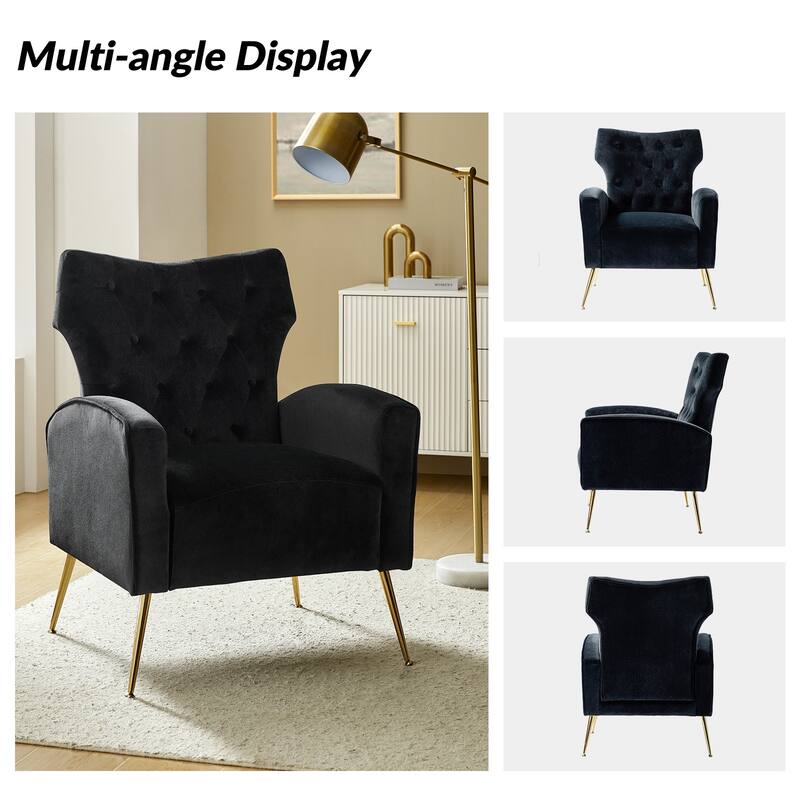 Abadiana Accent Tufted Chair with Metal Base by HULALA HOME