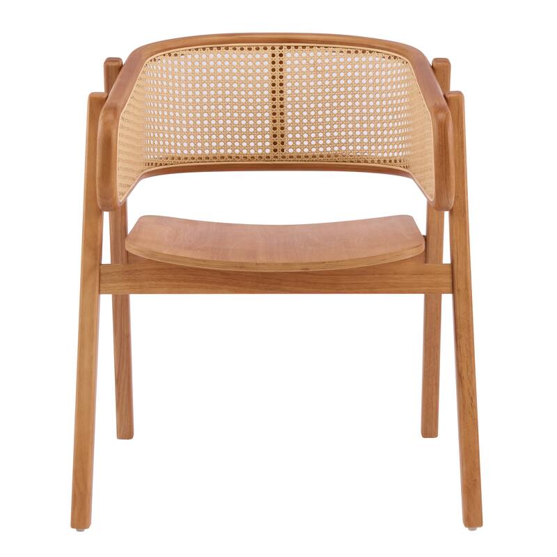 Christopher Knight Home - Mid-Cenutry Natural Rattan Mesh Dining Chairs Set with Ergonomic Curved Back and Armrests