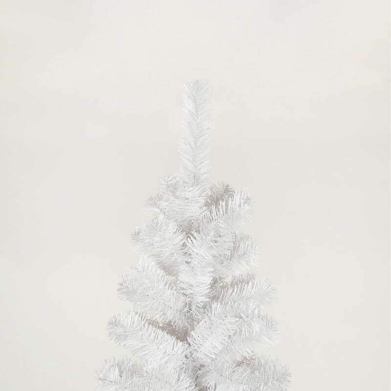 7.5ft Slim White Artificial Christmas Tree with Foldable Metal Stand