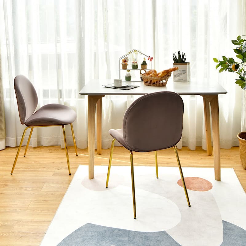 Gymax 4PCS Velvet Dining Chair Accent Leisure Chair Armless Side Chair - See Details
