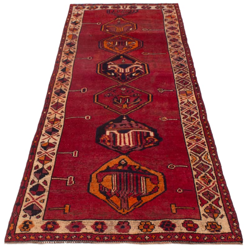 ECARPETGALLERY Hand-knotted Melis Vintage Red Wool Rug - 4'5 x 11'10