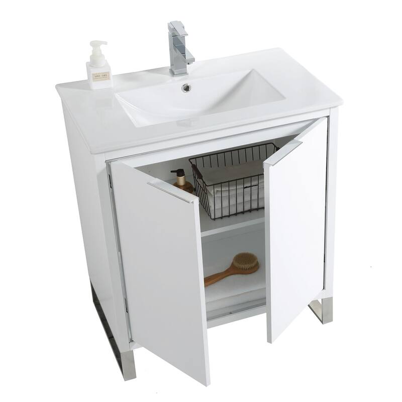 Fine Fixtures Opulence Collection Bathroom Vanity with White Ceramic Sink