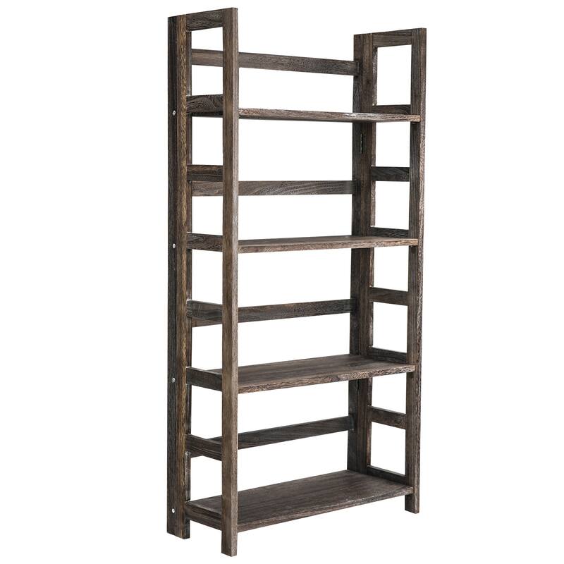 Proman Products Hickory Folding Bookshelf, Paulownia Wood, Walnut Color