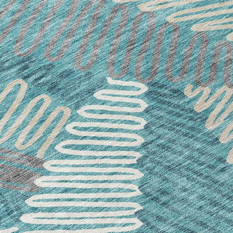 Machine Washable Indoor/ Outdoor Chantille Contemporary Squiggles Rug