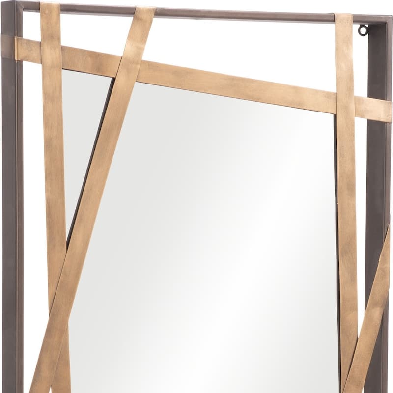 HomeRoots 32" Gold And Black Steel Framed Accent Mirror - Gold and Black - 19.7' X '31.5' X '1.8