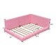 preview thumbnail 5 of 8, Full Size Pink Upholstered Daybed Wood Platform Bed with USB Ports