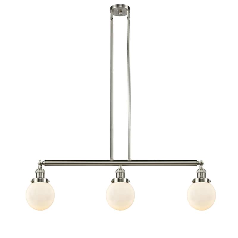 Innovations Lighting Beacon 3 Light 39" Wide Linear Chandelier - Brushed Satin Nickel / Matte White Cased