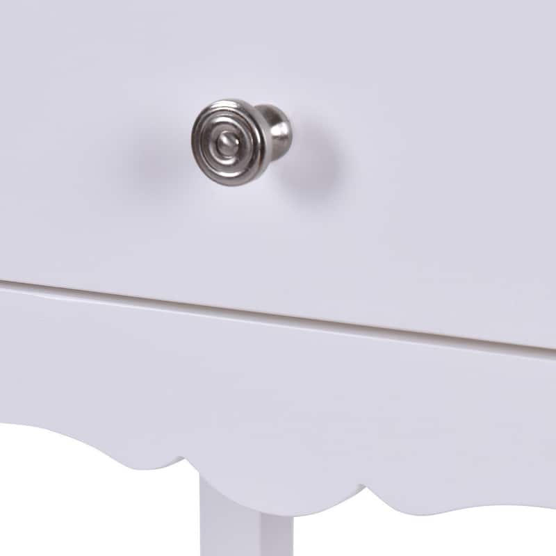 Side Table End Accent Table with 2 Drawers-White - 16.0" x 13.0" x 30.0" (L x W x H)