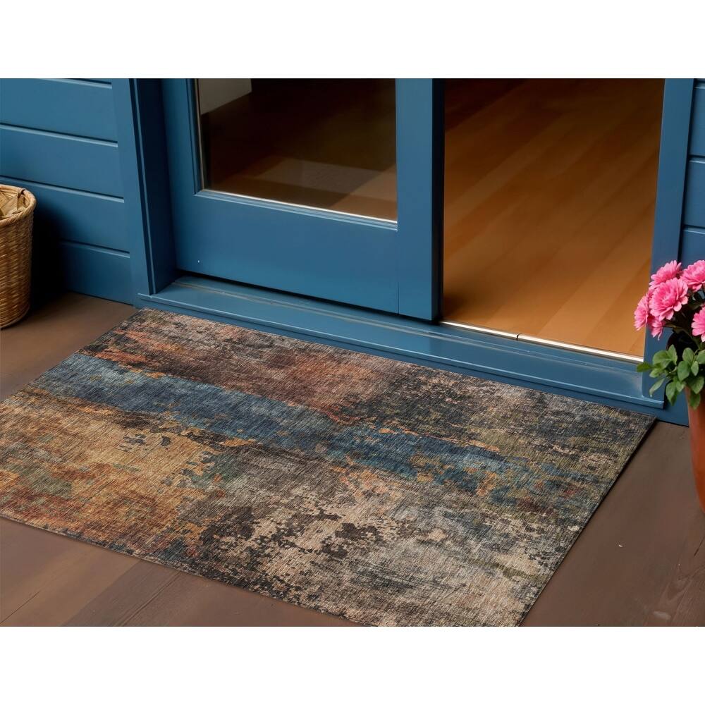HomeRoots Abstract Transitional Rectangle Outdoor Rug