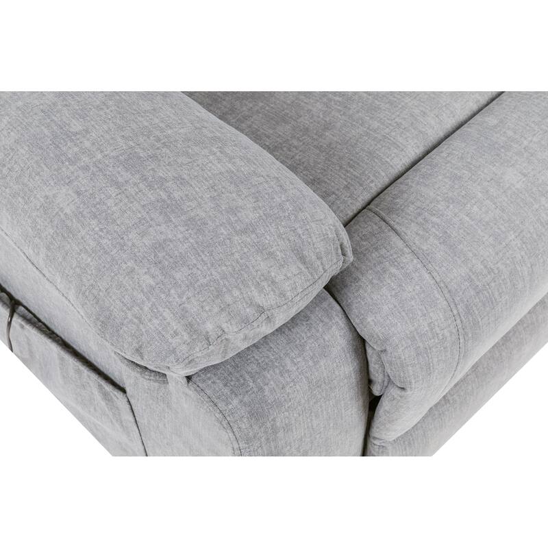 Light Grey Velvet Power Lift Recliner Chair with 8 Massage Points, Lumbar Heating, Storage Pocket