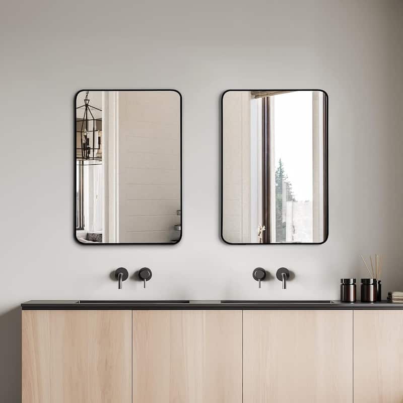 Bathroom Mirror for Over Sink Wall Mirror Metal Frame Rounded Rectangular Vanity Mirrors for Bedroom Living Room Entryway Decor