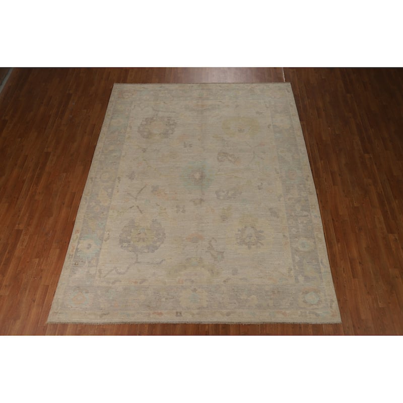 Oushak Turkish Area Rug Hand-Knotted Wool Carpet - 7'9"x 9'11"