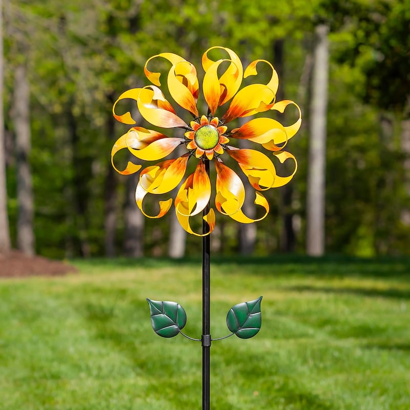 75" Metal Wind Spinner, Sunflower Designed