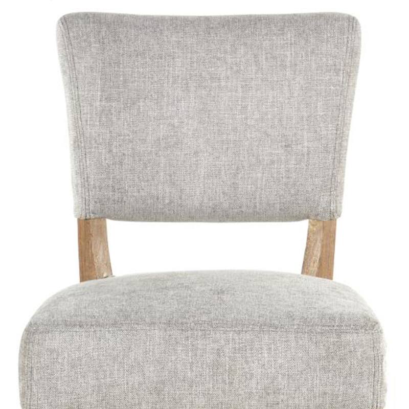 Ryna Barstool Chair, Plush Light Gray Fabric, Washed Oak Solid Wood