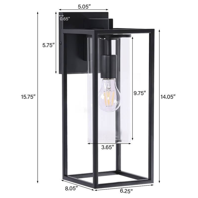 2 Pack Outdoor Wall Lights, Outdoor Wall Lantern with Glass Shade