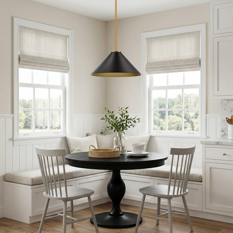 LamQee 1 -Light Metal Cone Pendant Light Adjustable Hanging Lighting - 15.7inch