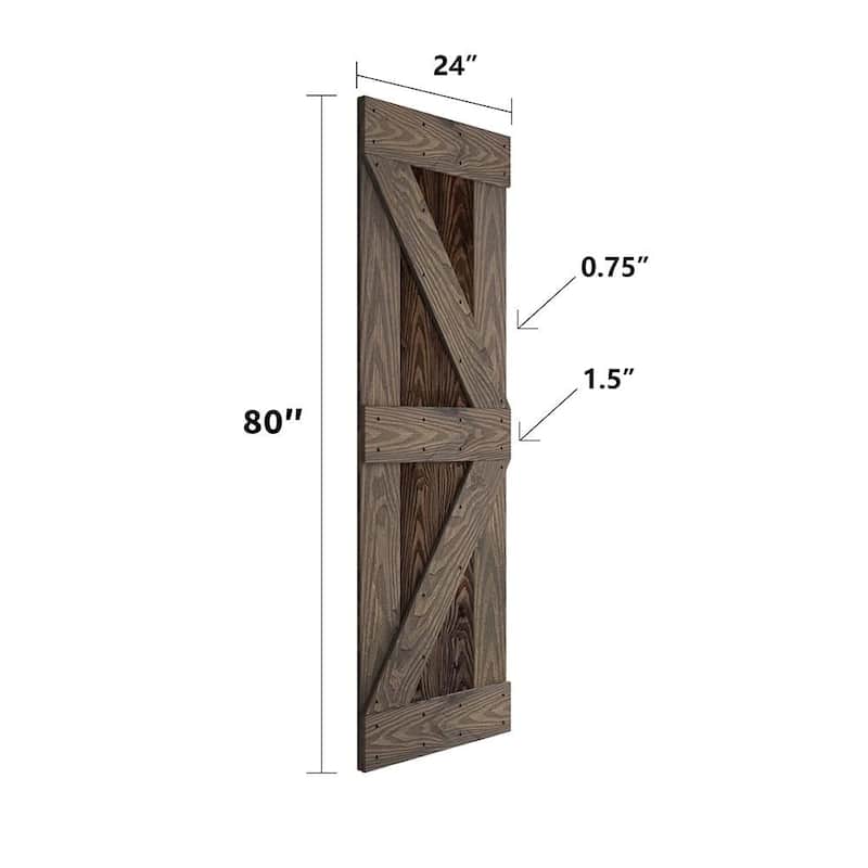 Coast Sequoia 30in./36in./48in. x 80in. Embossing Pine Wood Bi-Fold Barn Door With Sliding Hardware Kit