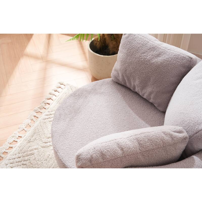 360° Swivel Chair with Storage and Throw Pillows
