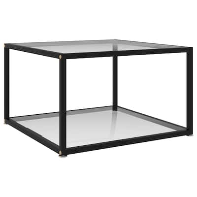 vidaXL Coffee Table Transparent 23.6"x23.6"x13.8" Tempered Glass - 23.6" x 23.6" x 13.8"