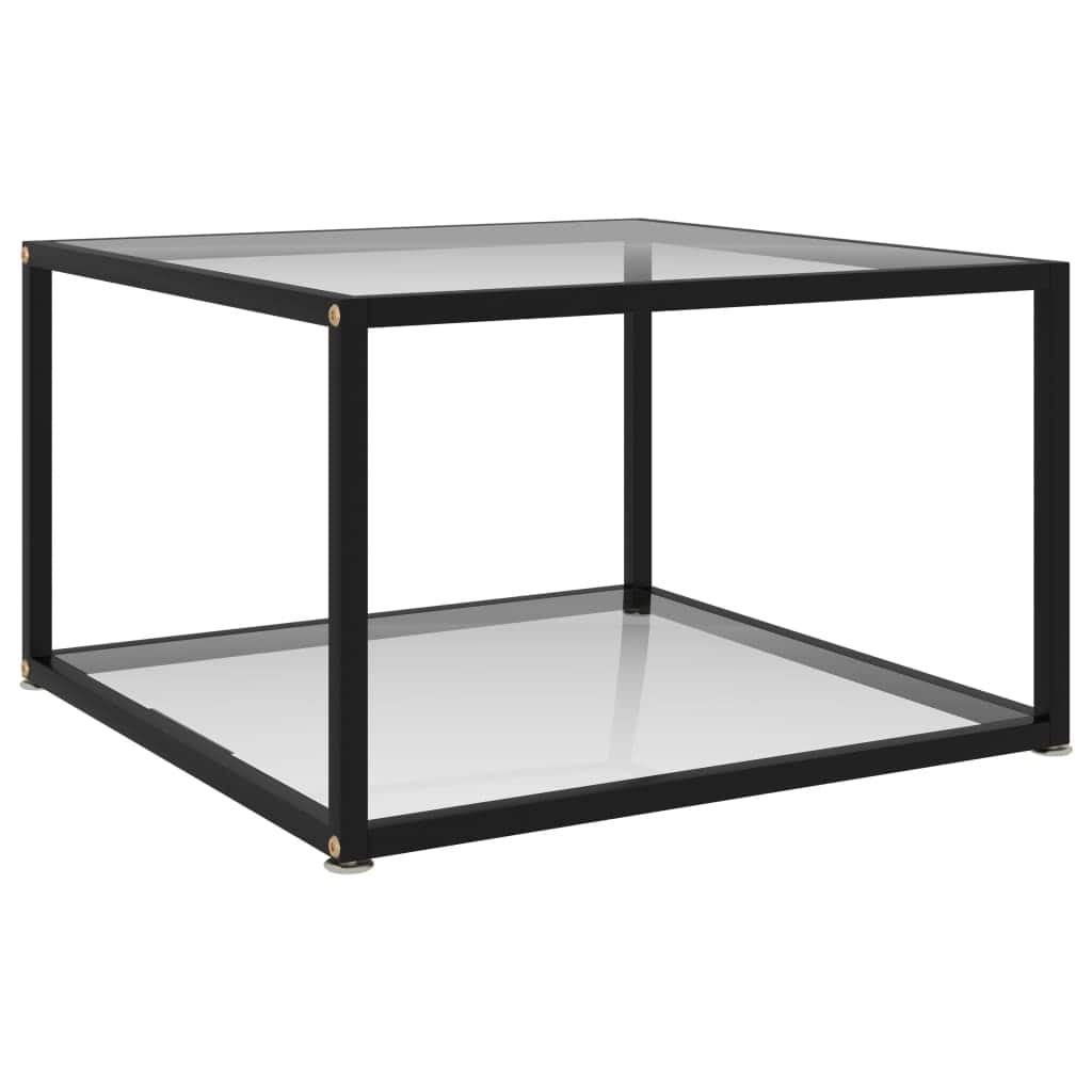 vidaXL Coffee Table Transparent 23.6"x23.6"x13.8" Tempered Glass - 23.6" x 23.6" x 13.8"