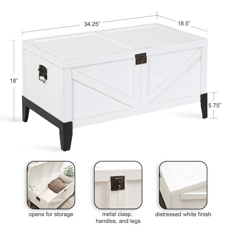 Kate and Laurel Cates Wood Coffee Table with Trunk Storage - 35x19x18