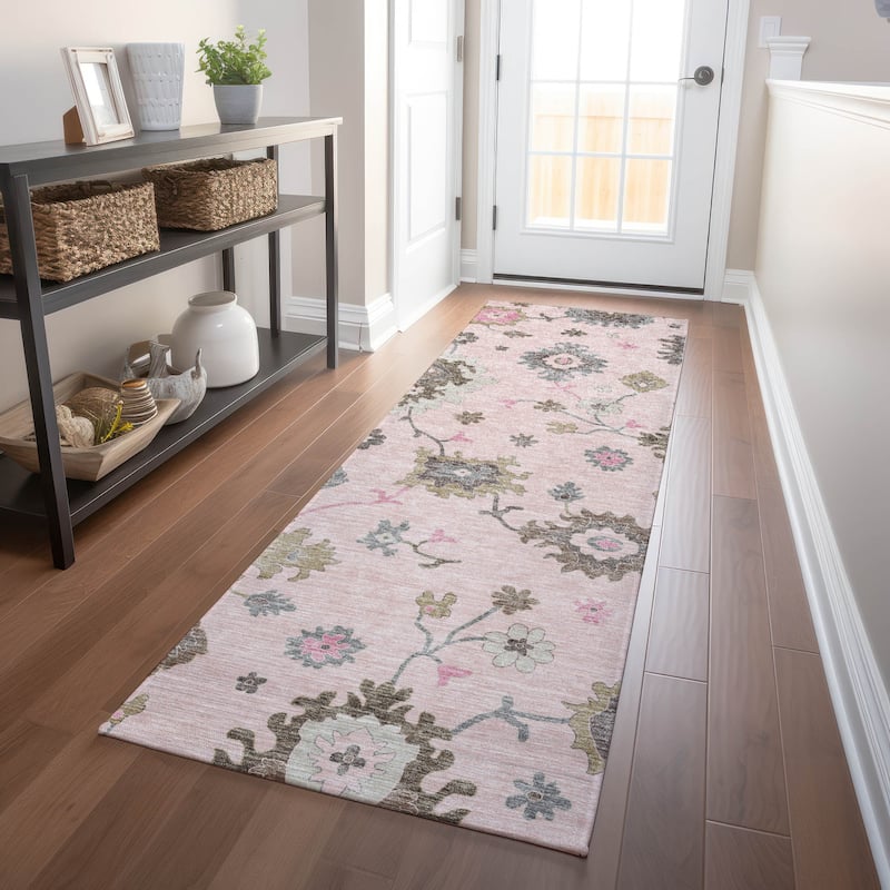 Premium Washable Super Soft Traditional Farmhouse Mayfield Rug - Pink - 2' 3" x 7' 6"