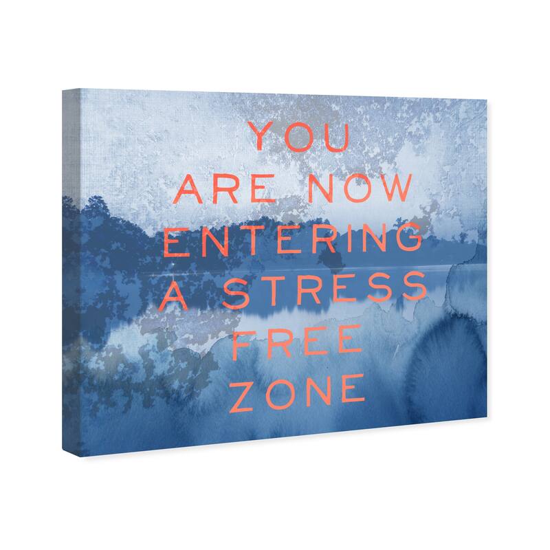 Wynwood Studio 'Stress Free' Typography and Quotes Wall Art Canvas Print Motivational Quotes and Sayings - Blue, Orange