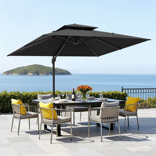 2 piece patio umbrella 15FT Double-Sided Patio Umbrella with Umbrella Base and 2 Sandbags main image 0