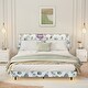 preview thumbnail 3 of 7, Queen Floating Upholstered Bed Frame with LED Lights, Charging Station, Storage Headboard, No Box Spring Needed, Blue Geometry