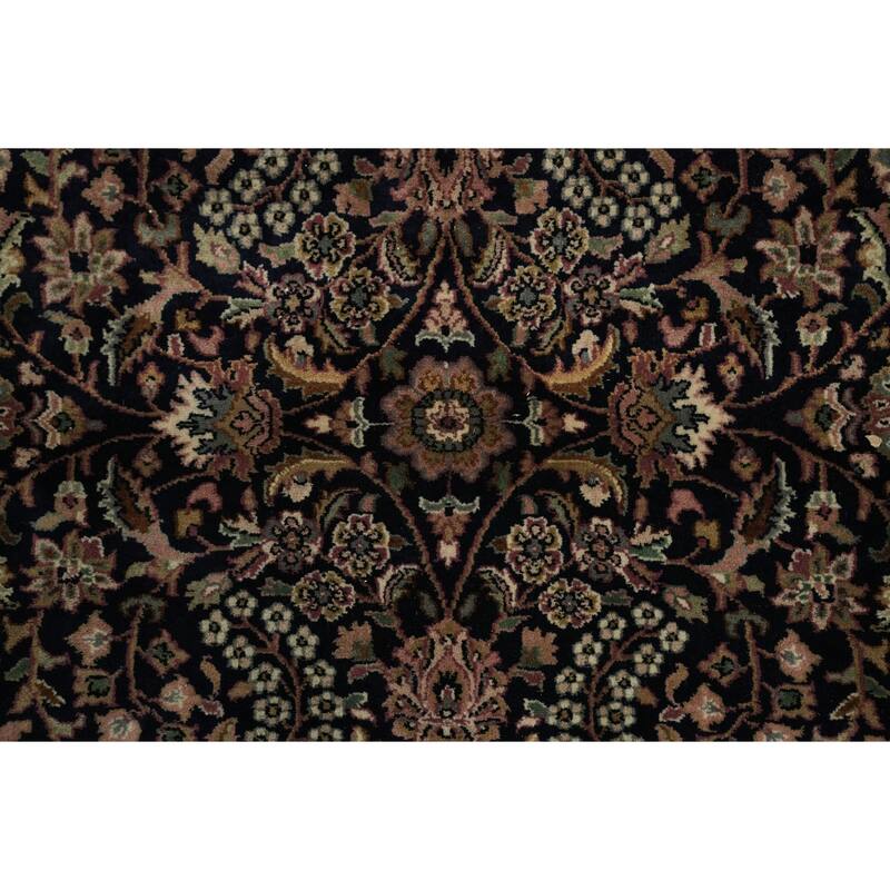 Hand Knotted Oriental 100% Wool Carpet Traditional All-Over Navy Blue & Blues Tabriz Area Rug - 10' 7'' X 7' 9''