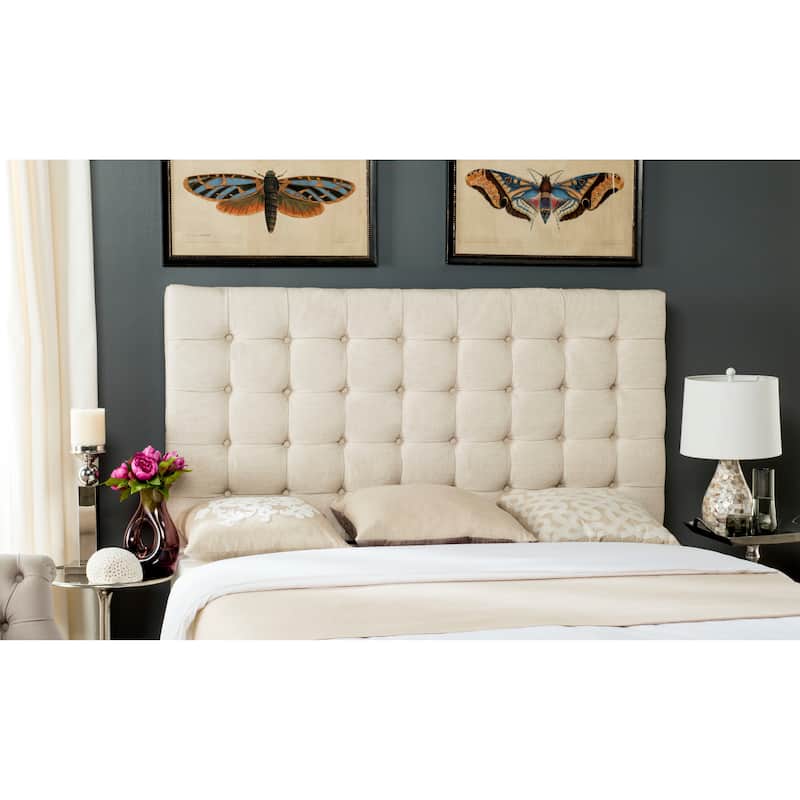 SAFAVIEH Janae Taupe Linen Upholstered Tufted Headboard (King) - Wheat - King