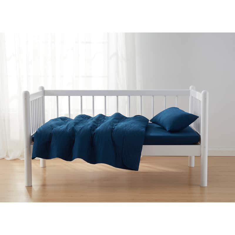 Clara Clark Ellipse Weave Toddler Bedding Set, 3PC Bedspread Set - All Season Quilted Comforter, Fitted Sheet, and Pillow Sham