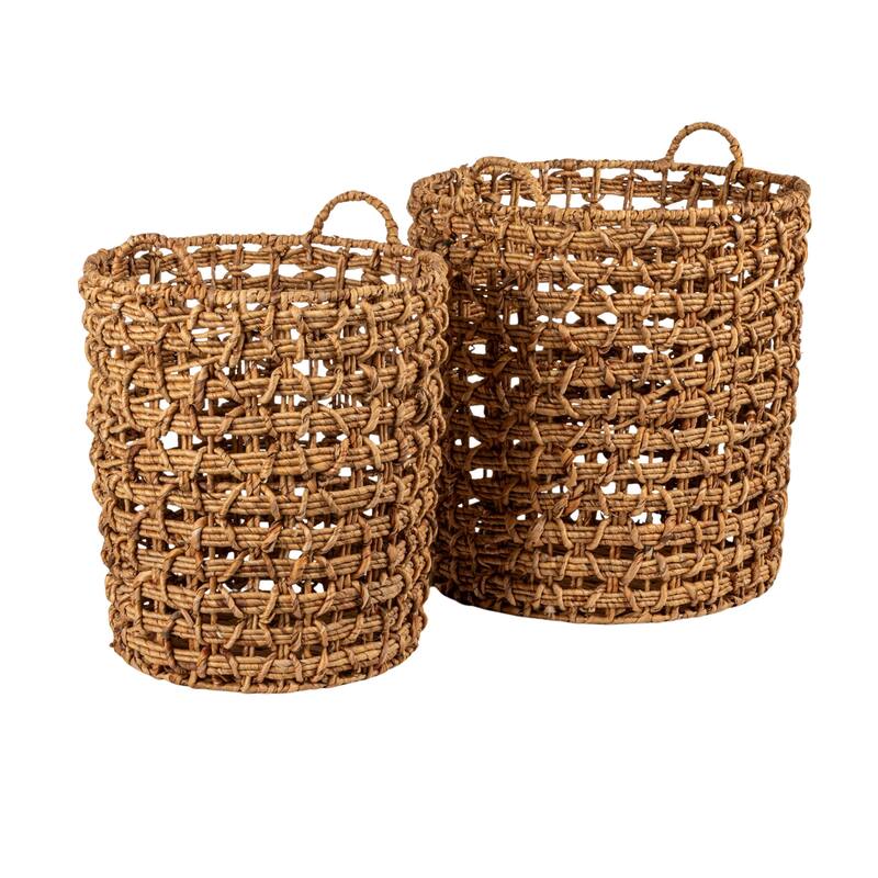 ater Hyacinth Baskets, Set of 2 - Natural