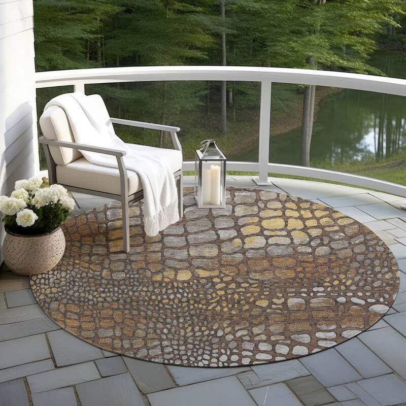 Machine Washable Indoor/ Outdoor Modern Cobble Chantille Rug