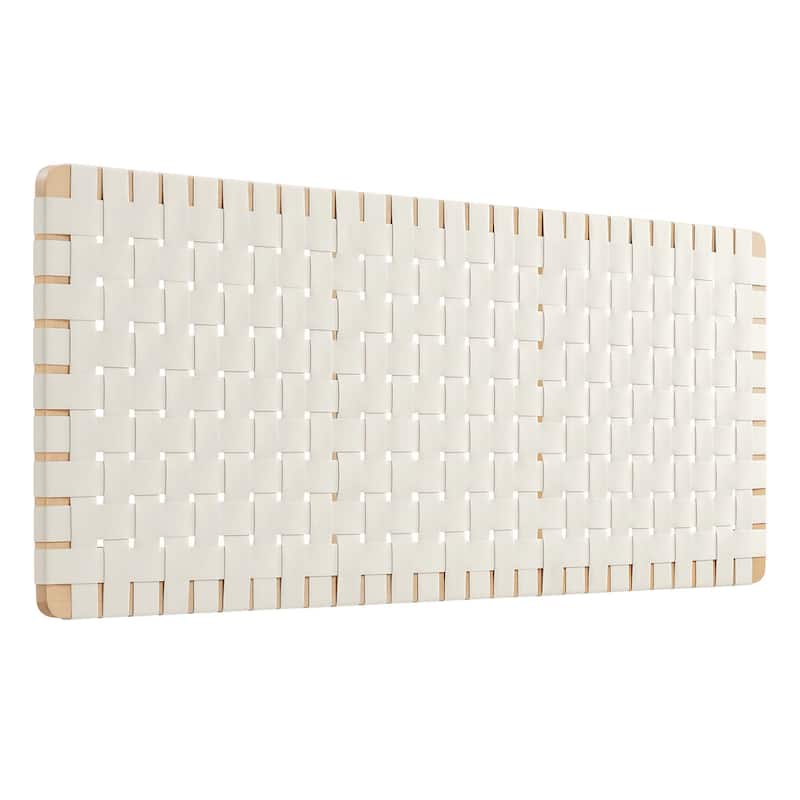 Sparta Wall-Mount Twin/Full/Queen/King Vegan Leather Weave Headboard - Natural Beige