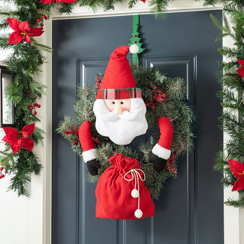 Glitzhome 20"H Christmas Fabric Santa/Snowman Jumbo Ornament Set