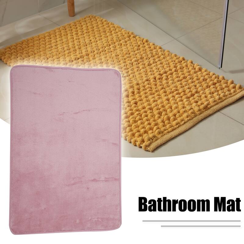 Solid Color Pattern Bathroom Rugs, Polyester Bath Mat, Machine Washable 80x50cm - Pink