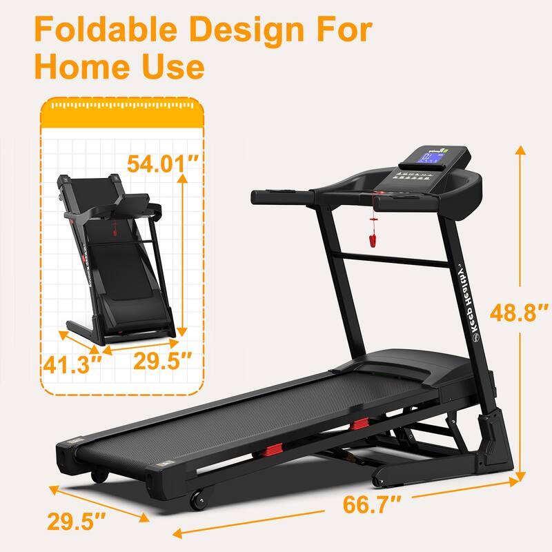 Treadmills for Home, Electric Treadmill with Automatic Incline, Foldable 3.5HP Workout Running Machine Walking