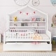 preview thumbnail 14 of 23, Wooden Full House Bed with Twin Trundle & Shelf - Playful & Practical